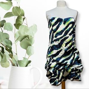 Mini cocktail party dress casual summer green n white size 13